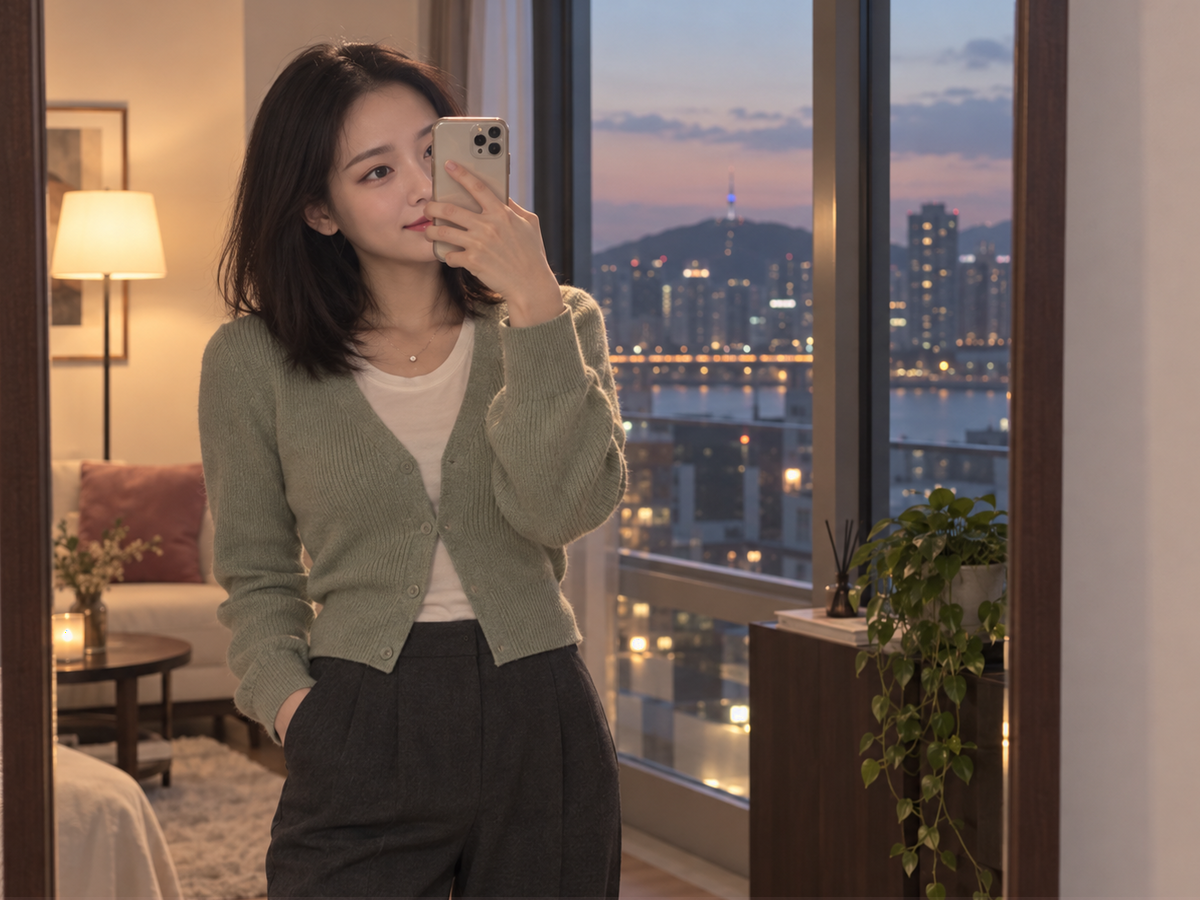 경기도 양주시 이동과 방문 일정을 안내하는 젊은 성인 한국 여성 관리사
